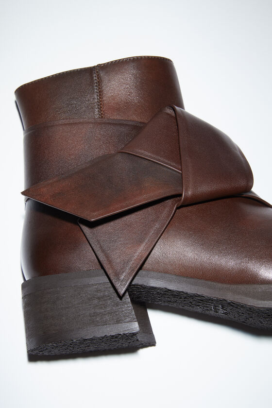 Acne Studios Musubi Knot Square Toe Bootie In Brown