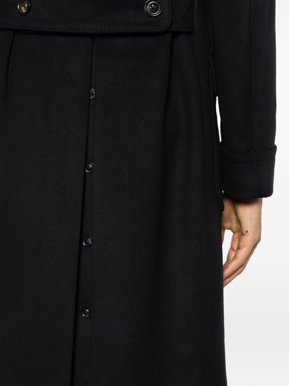 Lardini Double-breasted Wool Coat In Black