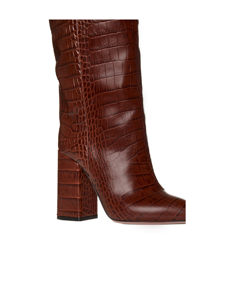 Paris Texas Anja 100mm Embossed-crocodile Boots In Brown