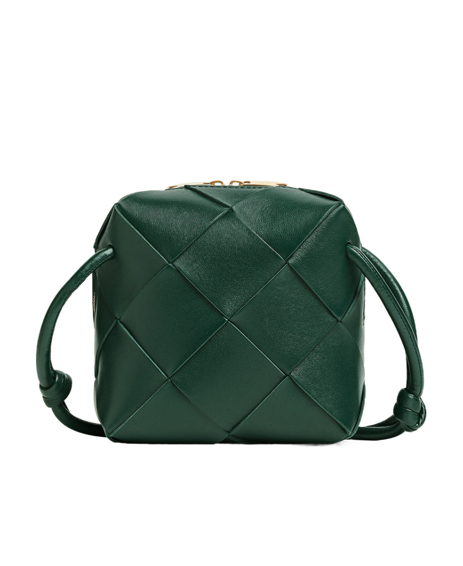 Bottega Veneta Mini Cassette Leather Camera Bag In Green