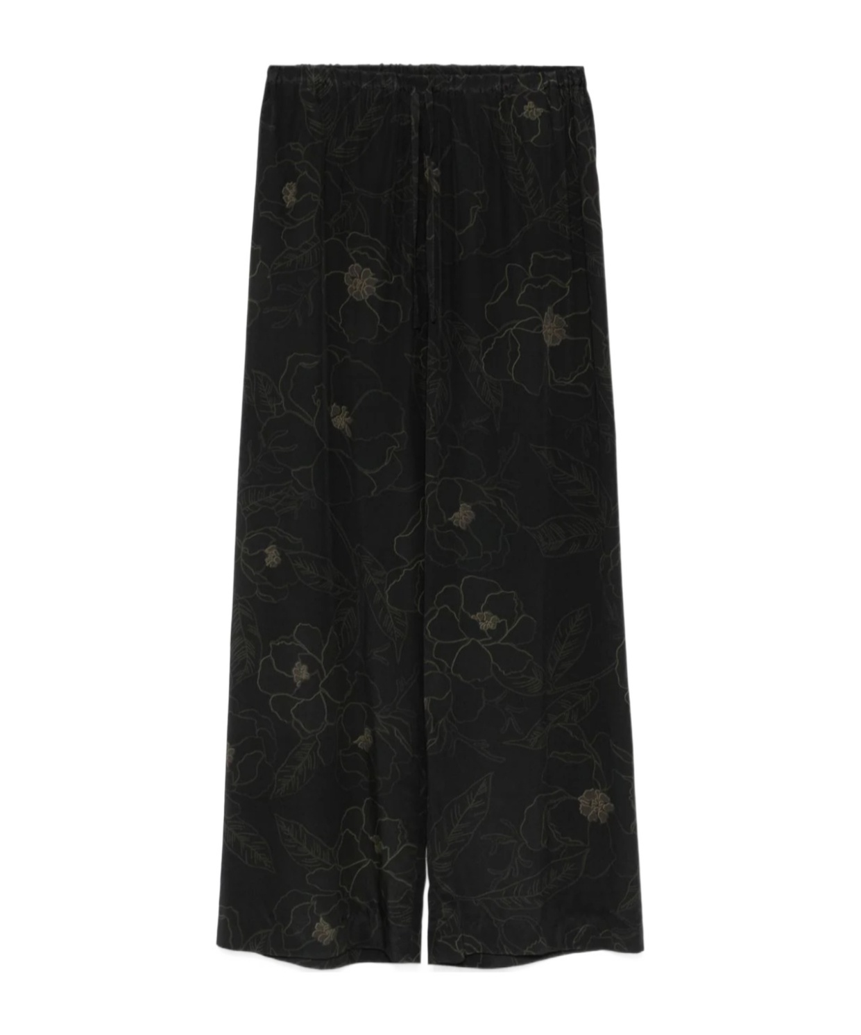 Dries Van Noten Floral Pattern Casual Pants In Black