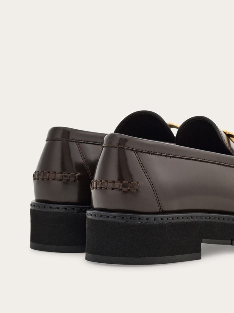 Ferragamo Moccasin With Gancini Ornament In Brown
