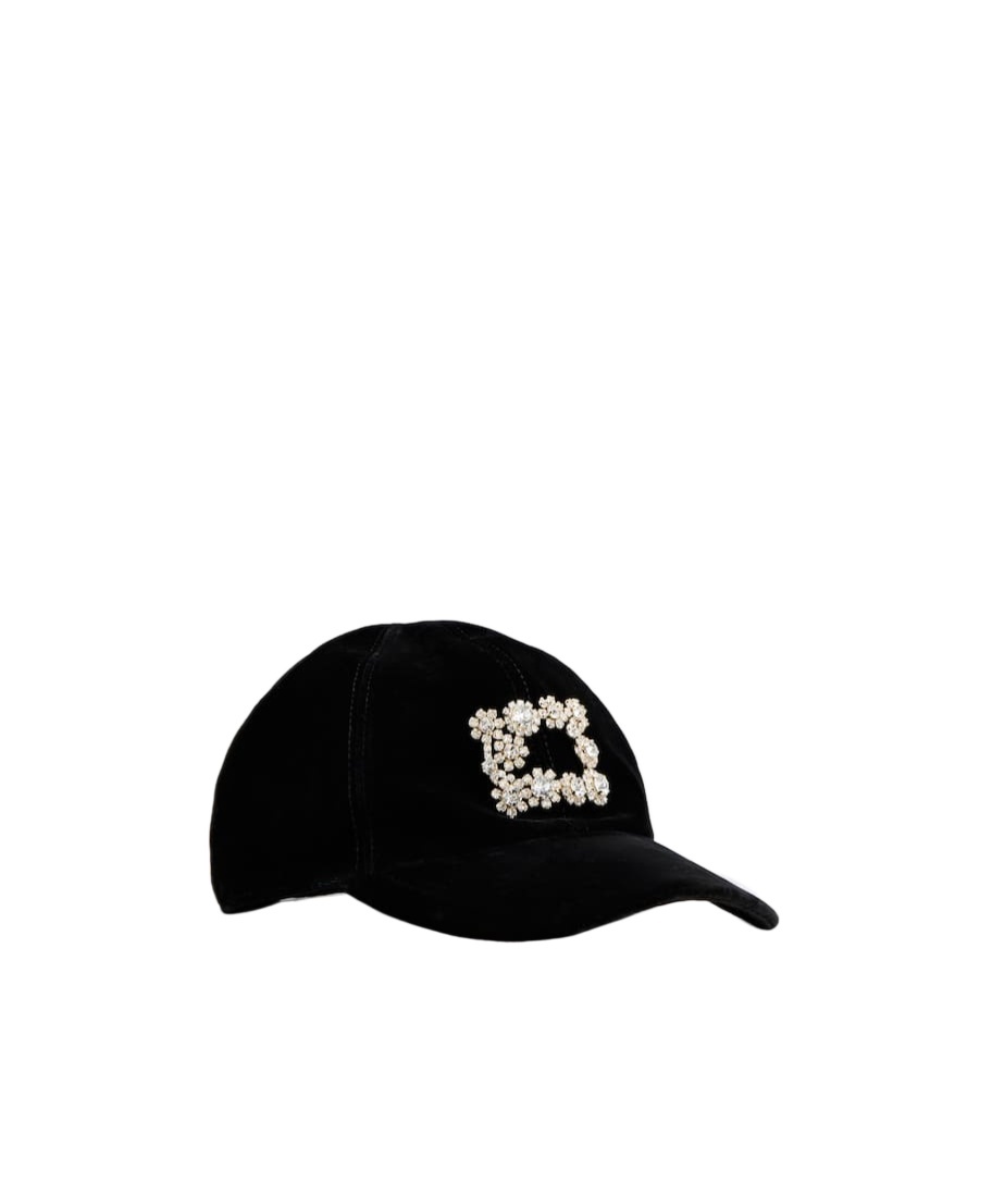 Roger Vivier Efflorensity Button-button Baseball Cap In Black