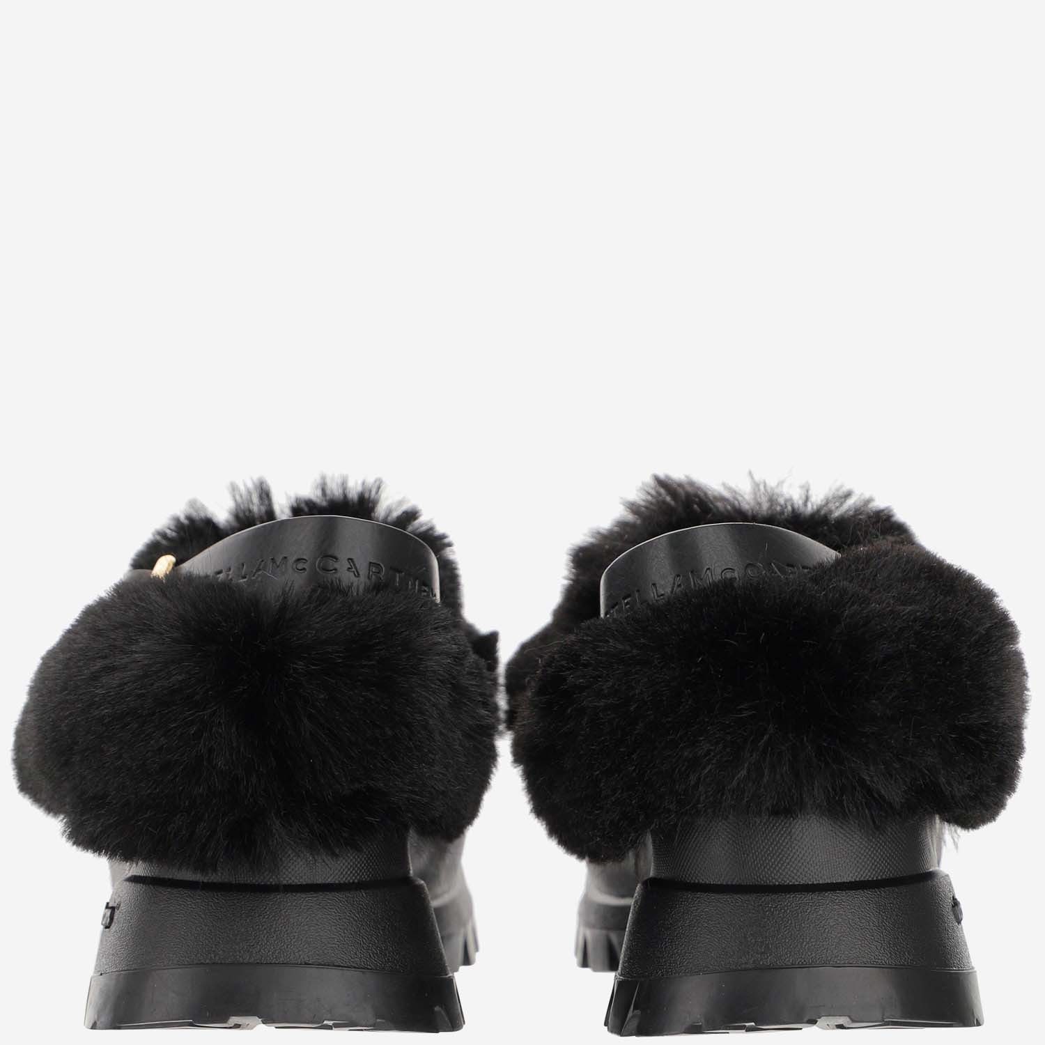 Stella Mccartney Trace Faux-fur Trimmed Mules In Black