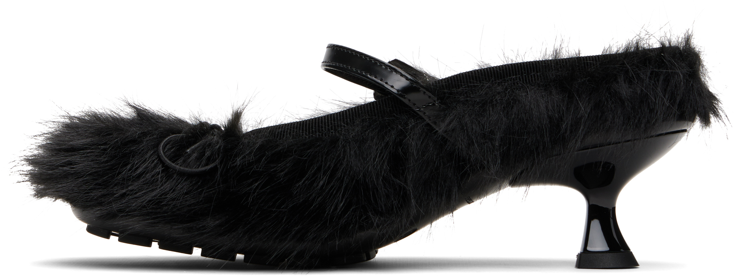 Simone Rocha 60mm Fur-trimmed Buckle Mules In Black