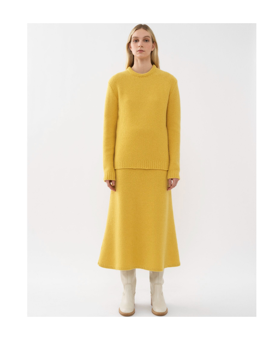 Chloé Cashmere Knitted High Waist Skirt In Yellow