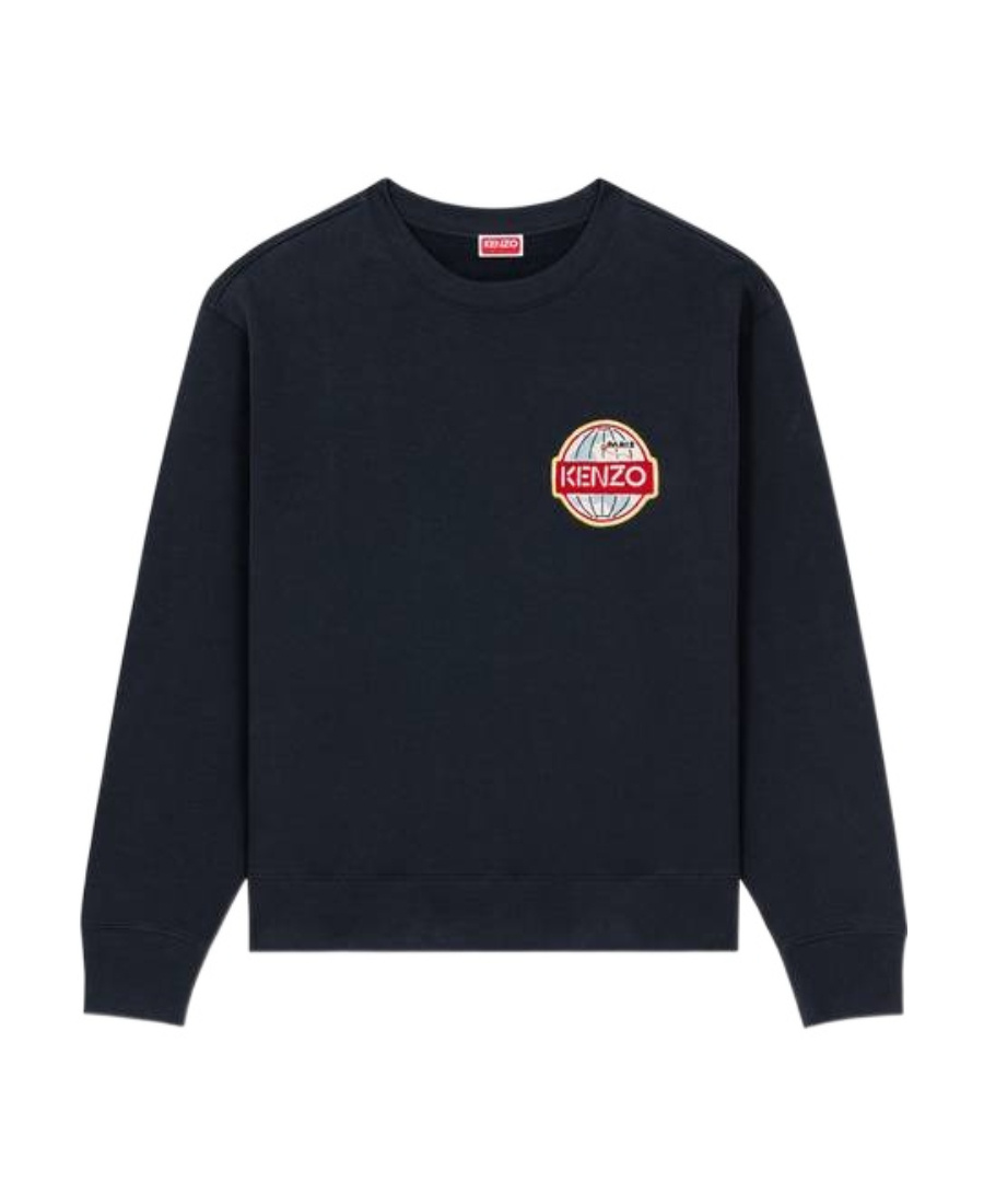 Kenzo Travel Logo Patch Crewneck Sweatshirt In Black