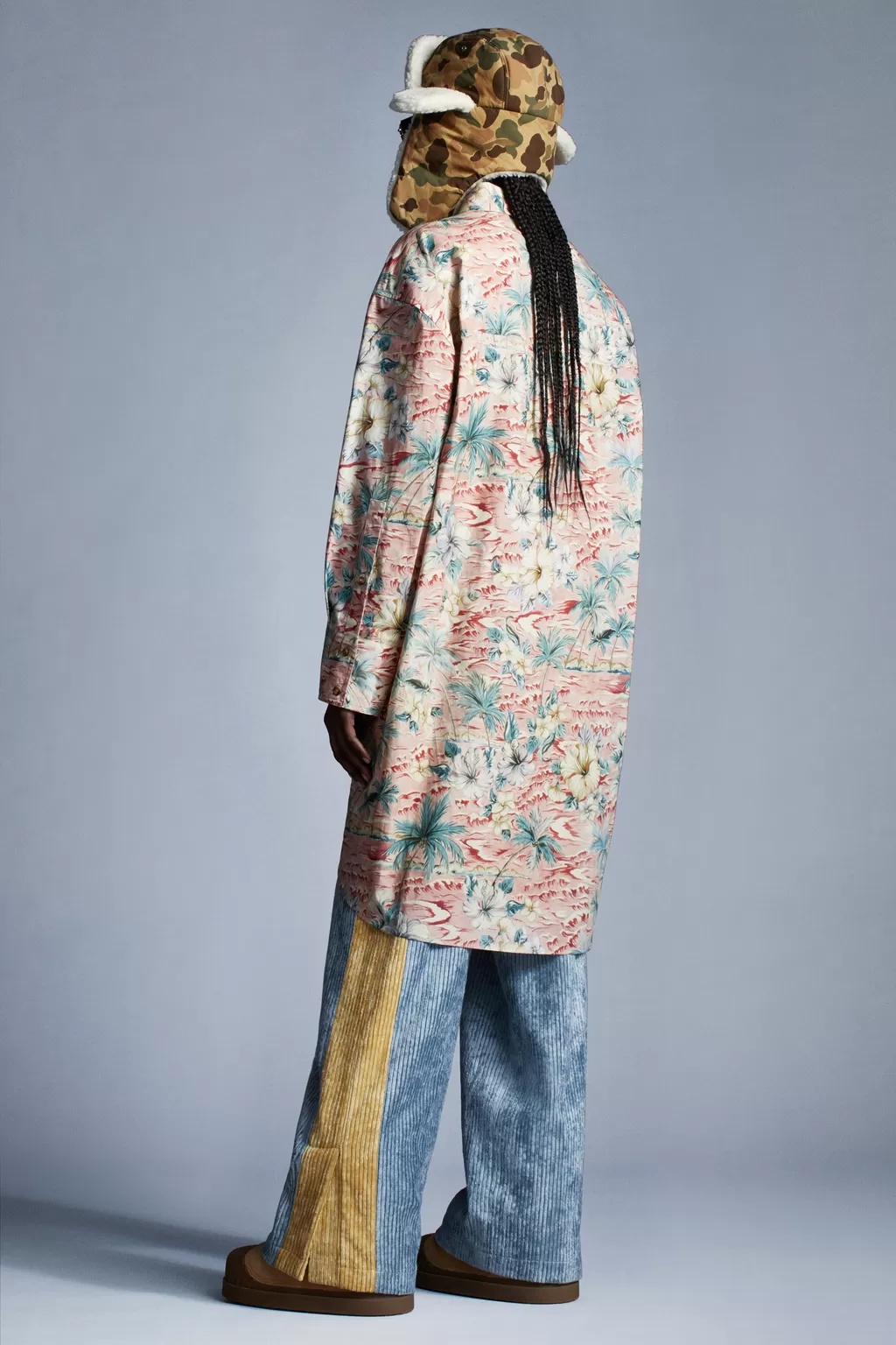 Moncler X Palm Angels Tropical Printed Shirt In Nude