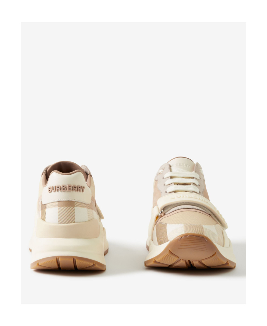 Burberry Check Panelled-detail Sneakers In Nude