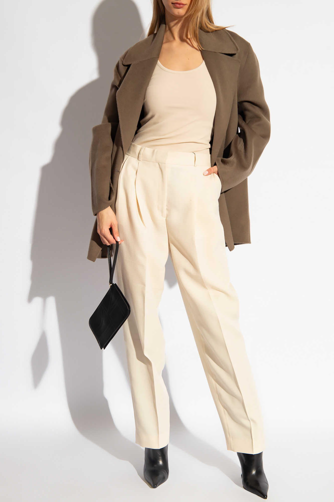 Totême Double-pleated Tapered Trousers In Nude