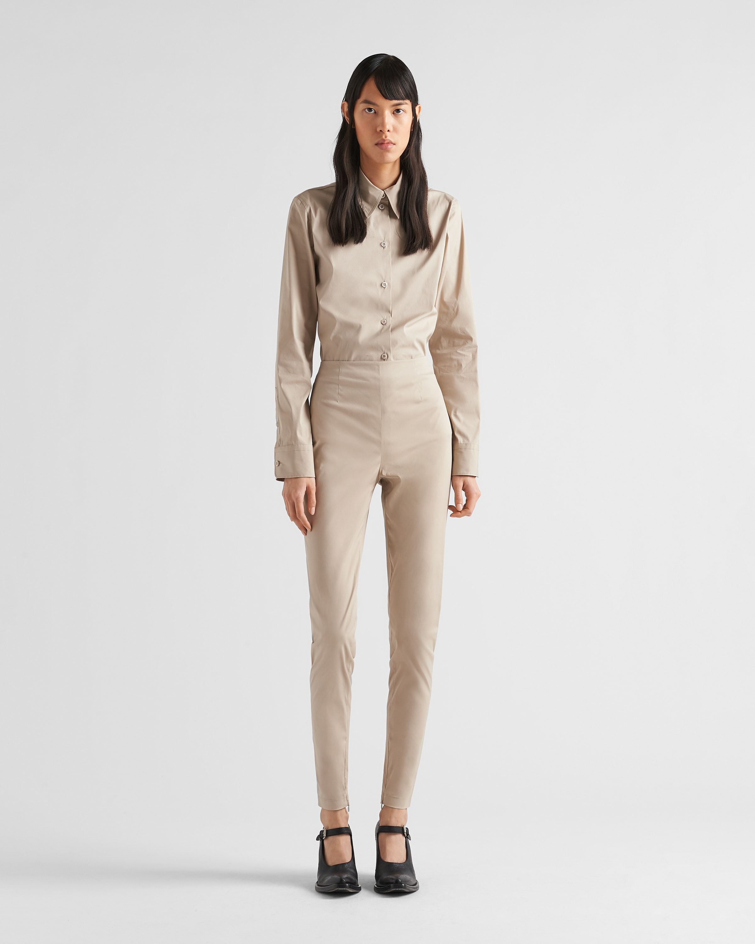 Prada High-waist Skinny-cut Trousers In Nude