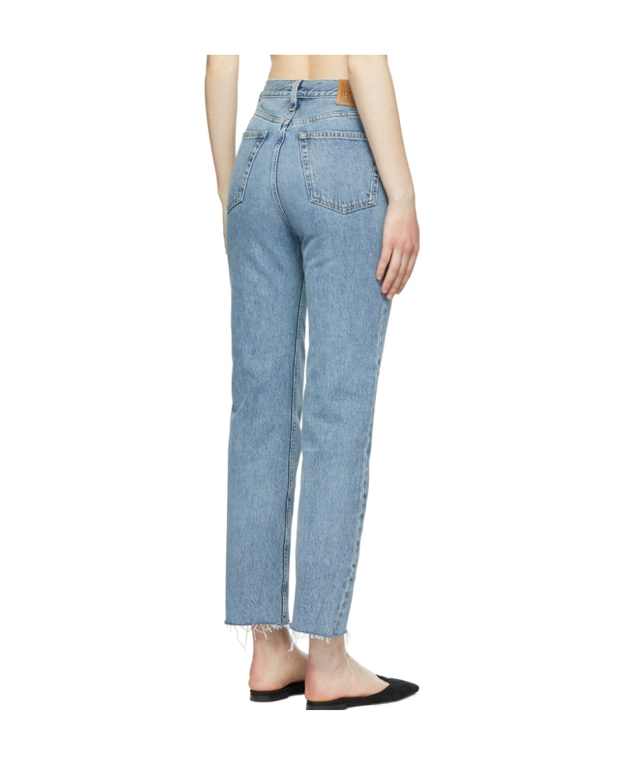Totême Toteme Woman Jeans Blue Size 28w-30l Organic Cotton In Gray