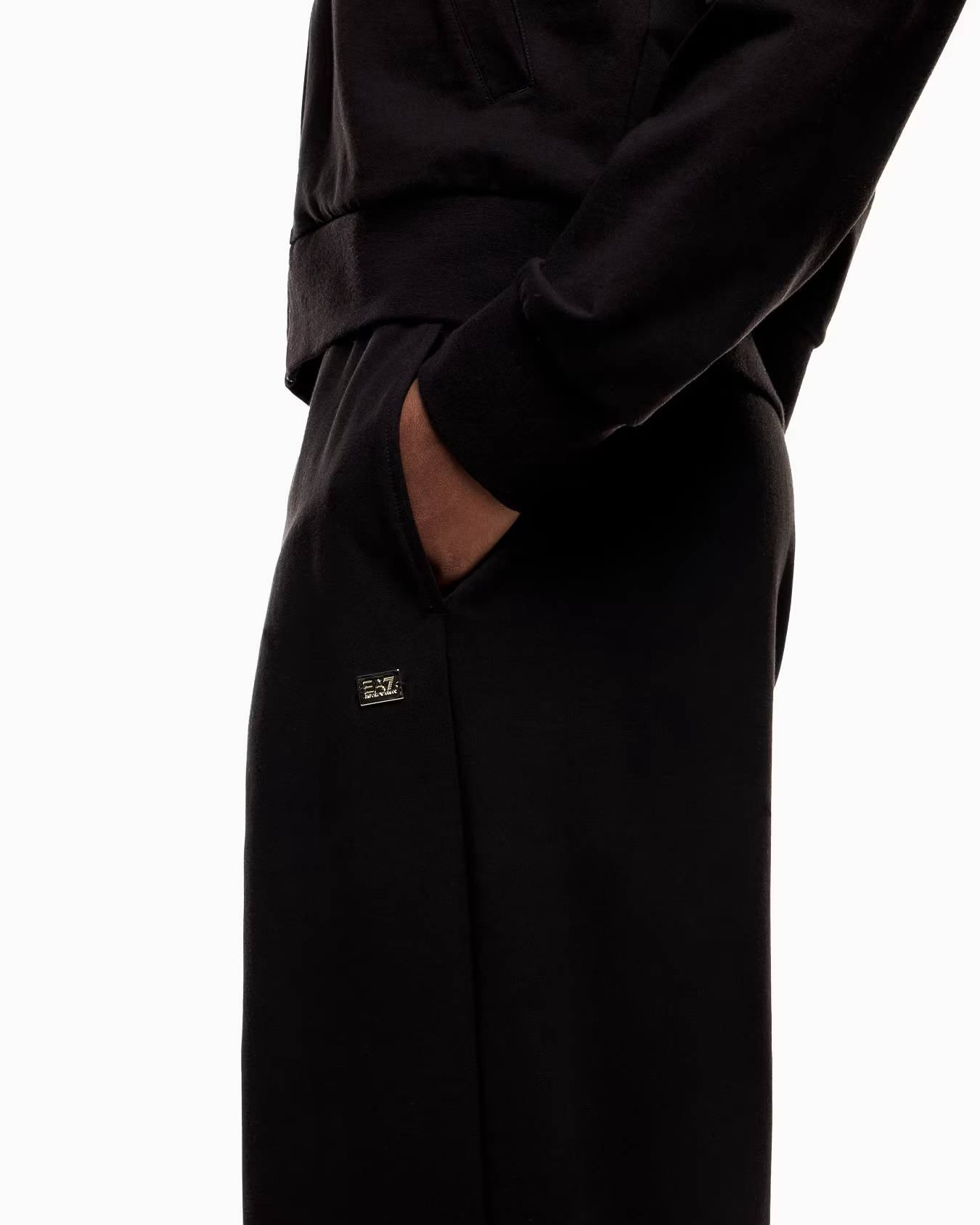 Ea7 Emporio Armani Stretch Hooded Tracksuit Set In Black