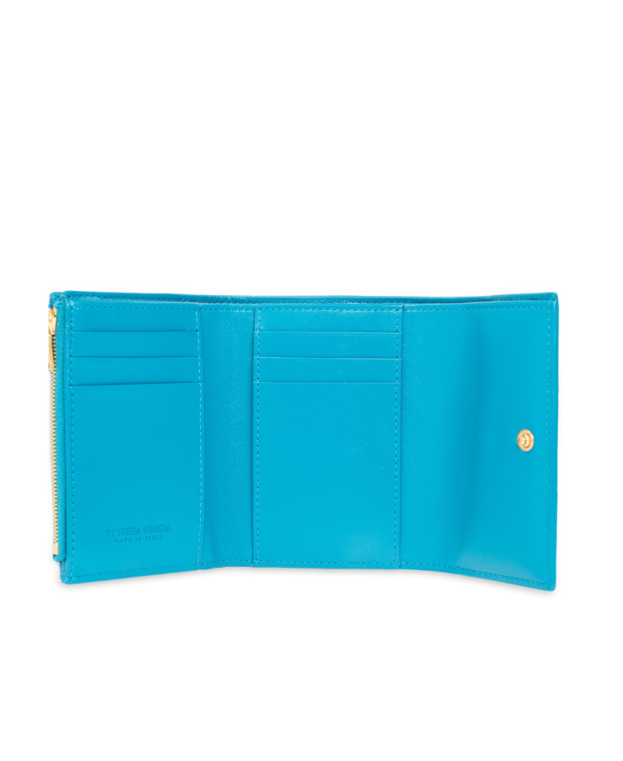 Bottega Veneta Intreccatio Leather Wallet In Blue