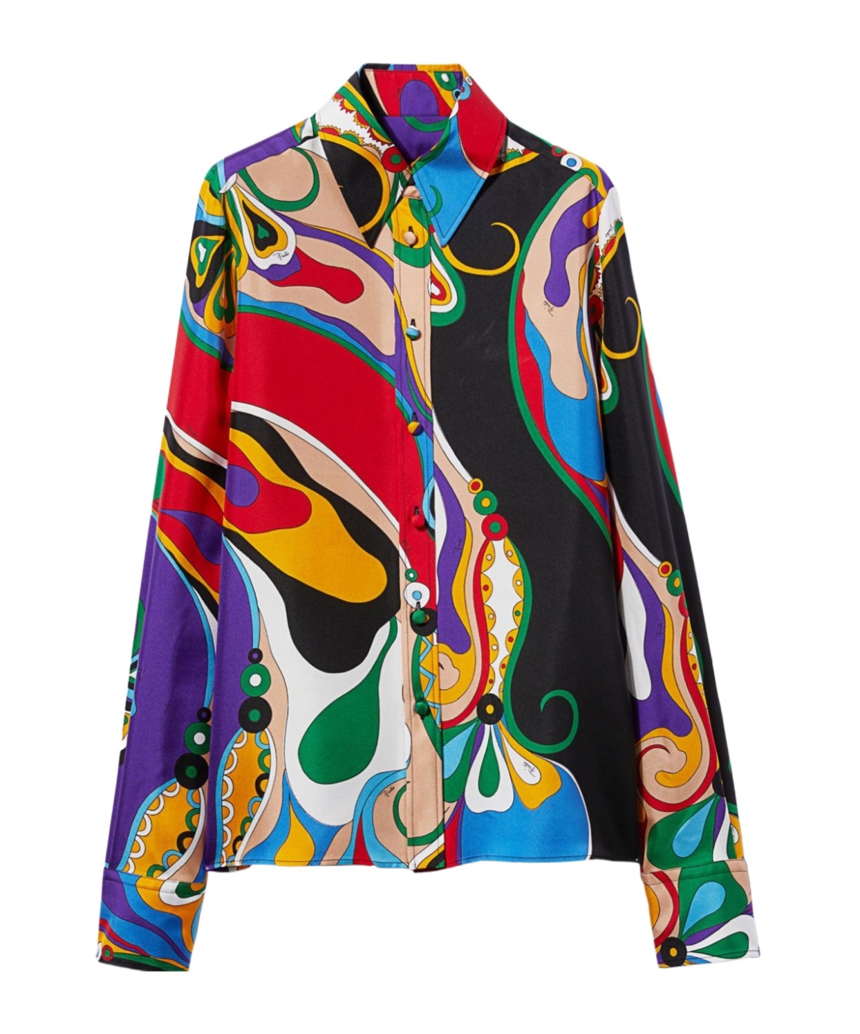Pucci Silk Twill Long Sleeves Shirt In Multicolor