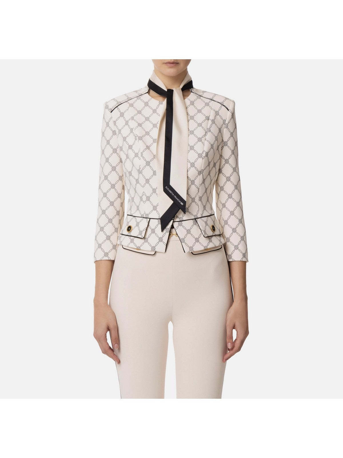Elisabetta Franchi Light Beige Tailored Jacket In White