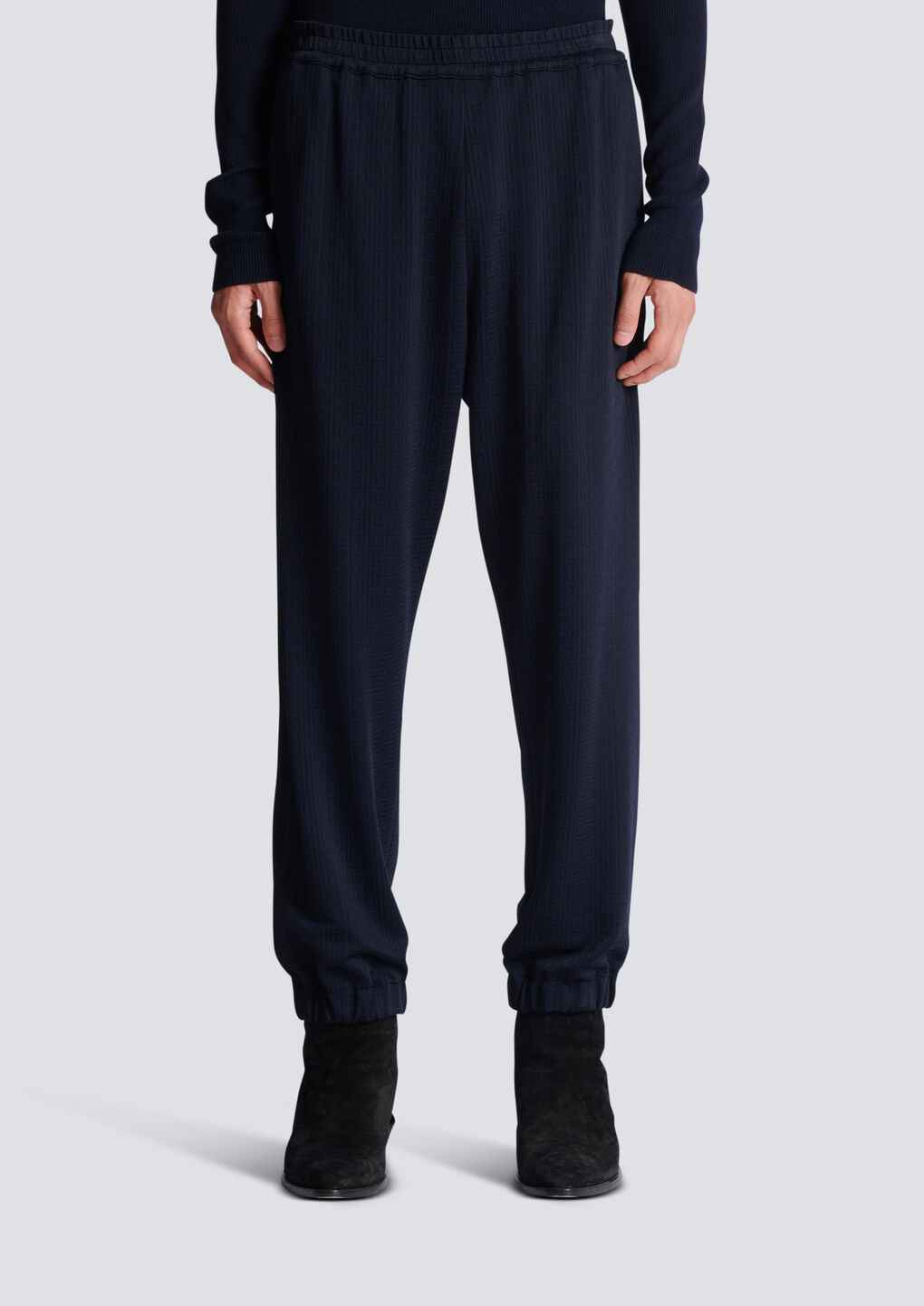 Balmain Monogram-pattern Elasticated-waistband Track Pants In Black