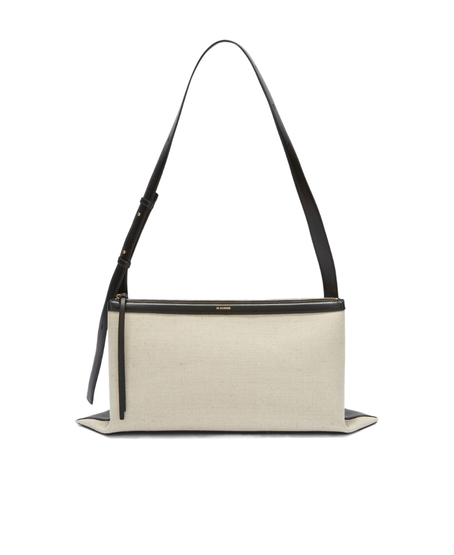 Jil Sander Small Logo-stamp Shoulder Bag In Nude