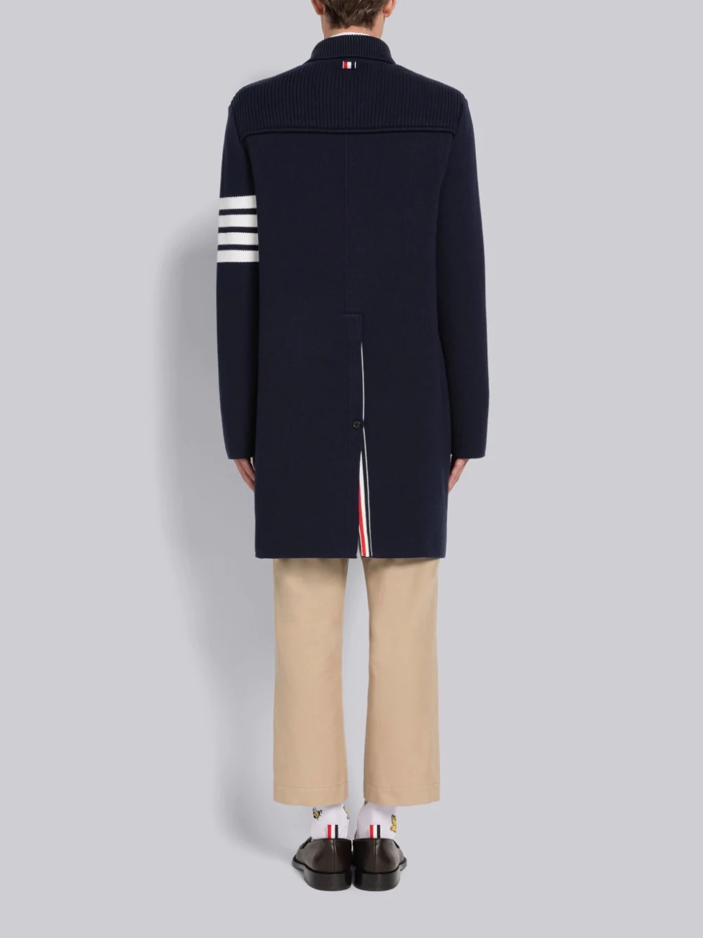 Thom Browne 4-bar Knitted Longline Cardigan In Black