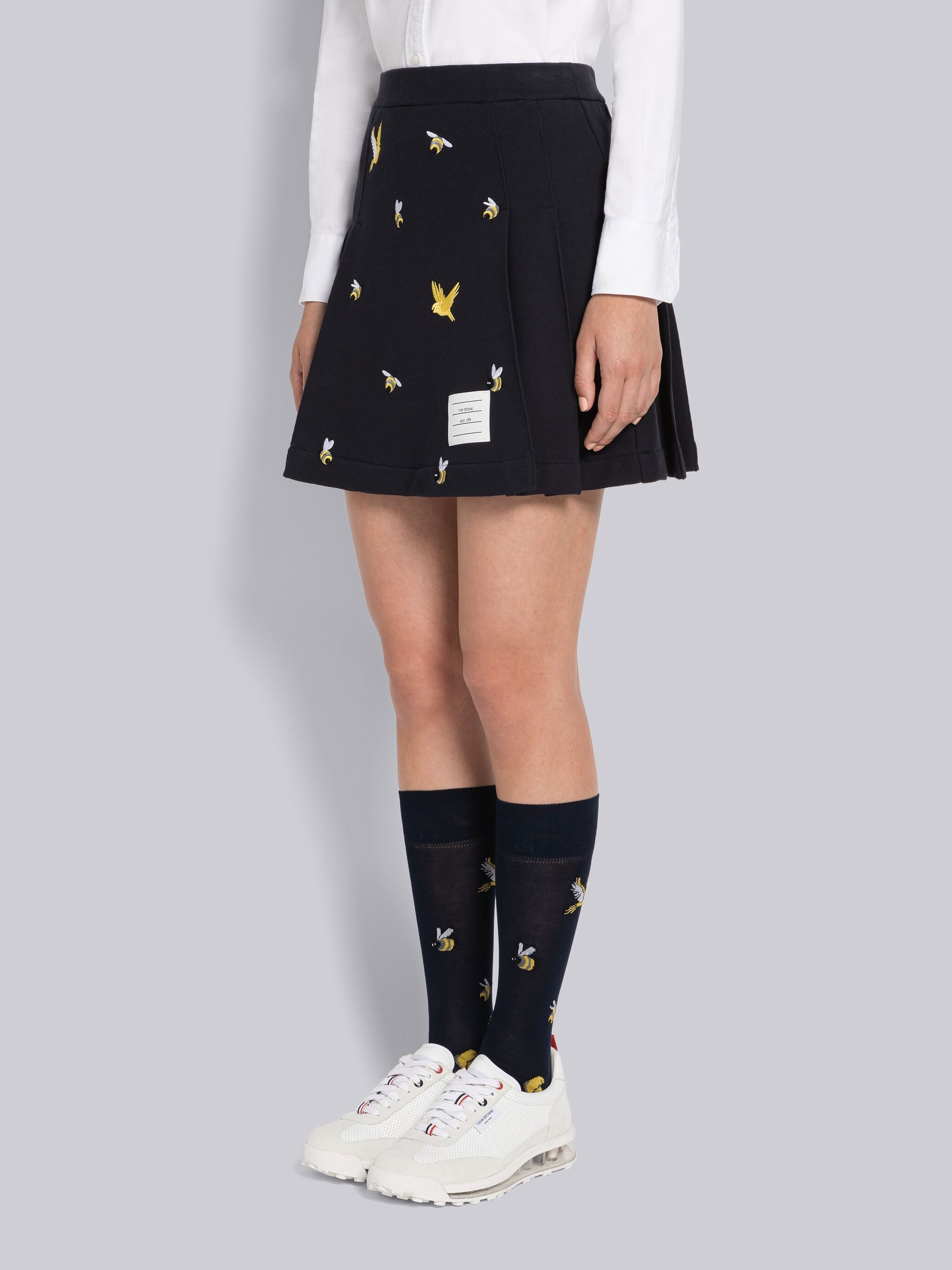 Thom Browne Embroidered A-line Skirt In Black