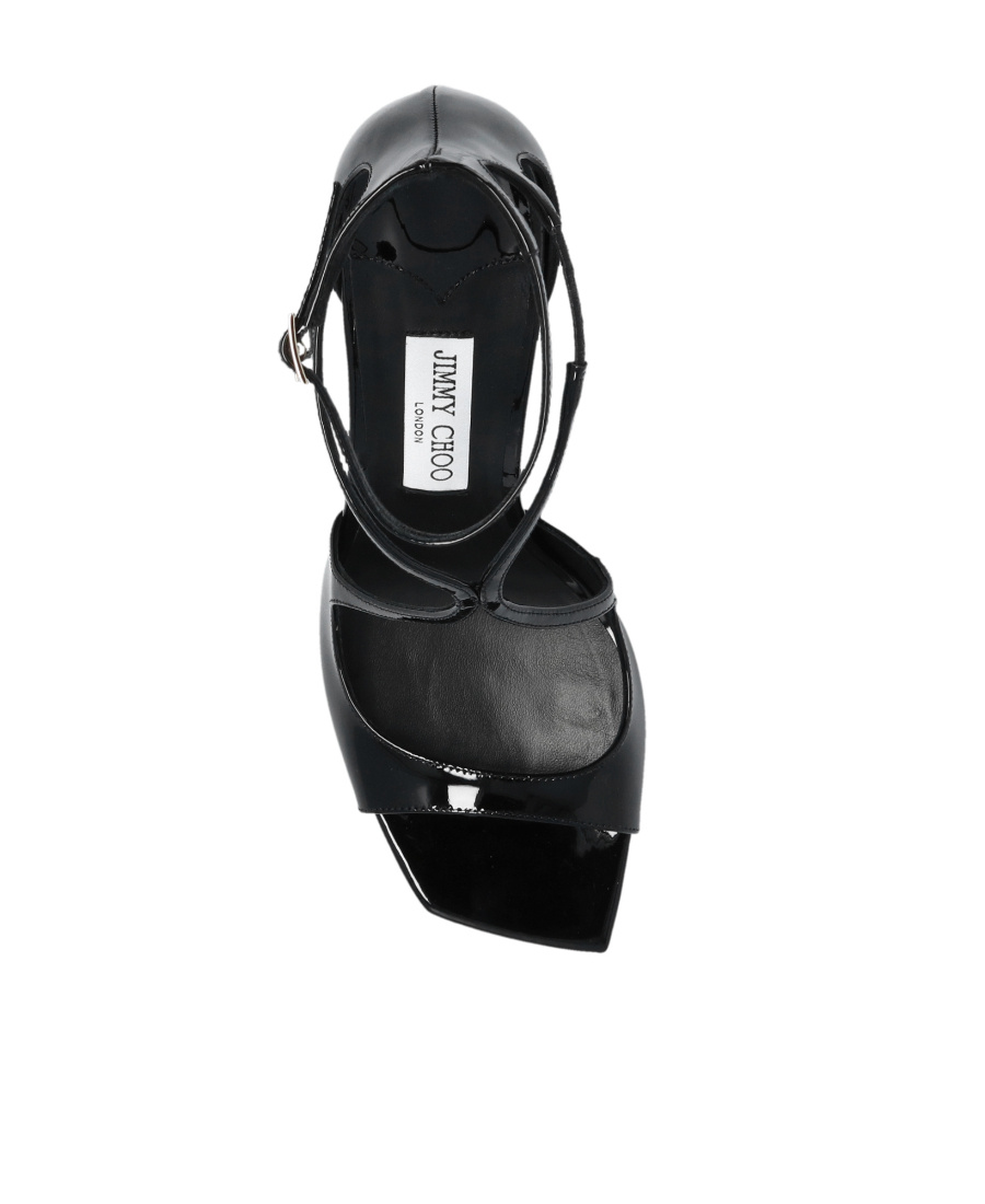 Jimmy Choo Womens Black Azia 110 Strappy Patent Leather Sandals In Black