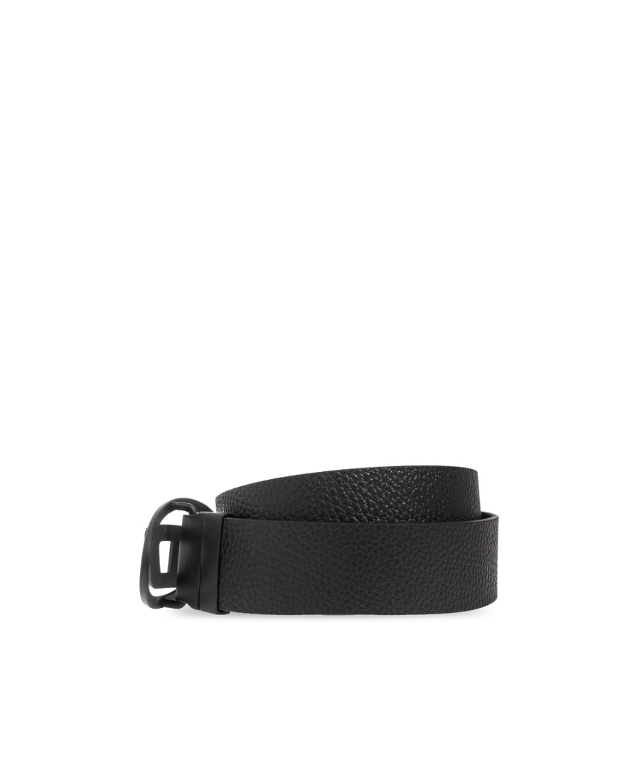 Diesel B-1dr Logo-buckle Leather Belt In Black