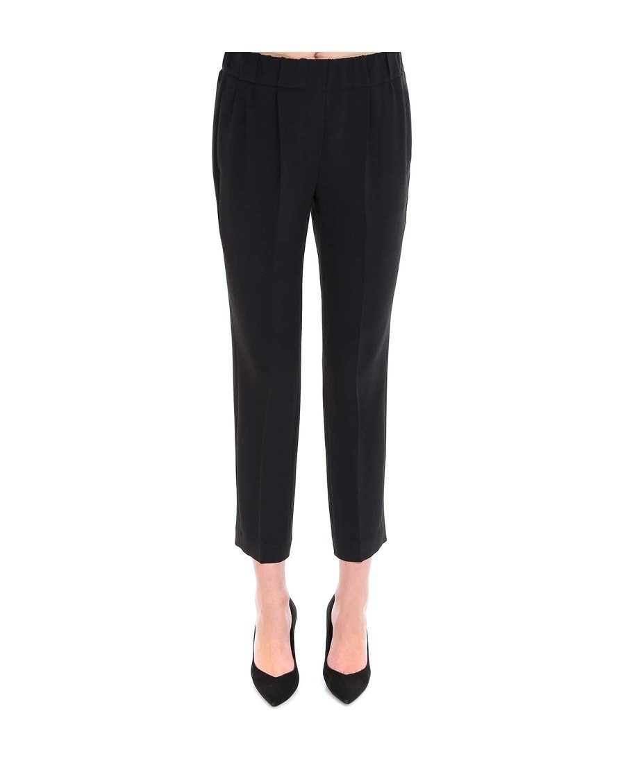 Brunello Cucinelli Elasticated Waist Cropped Trousers In Black