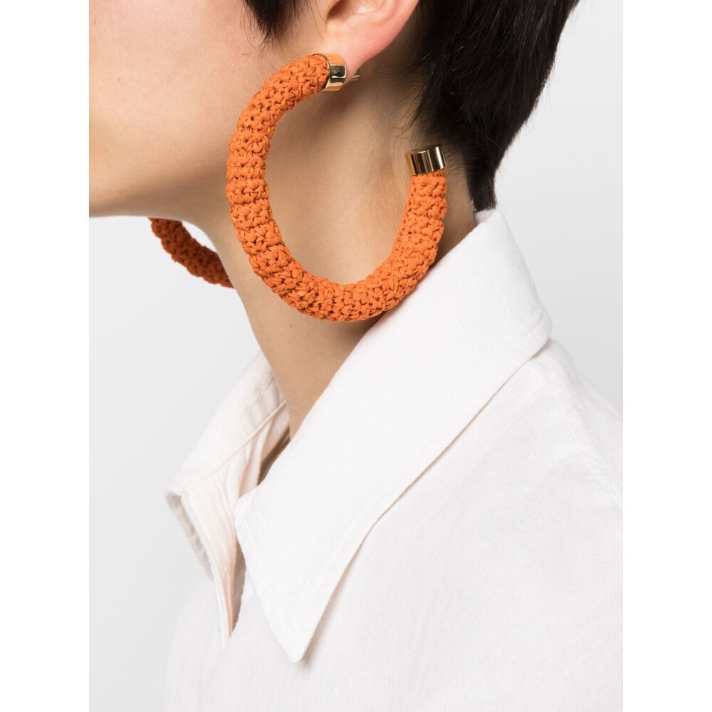 JACQUEMUS LES CRÉOLES RAPHIA HOOP EARRINGS 