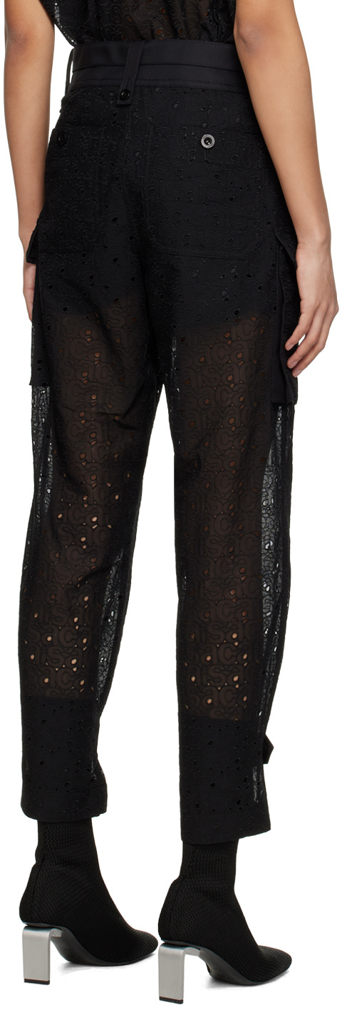 SACAI PERFORATED CROPPED CARGO TROUSERS 