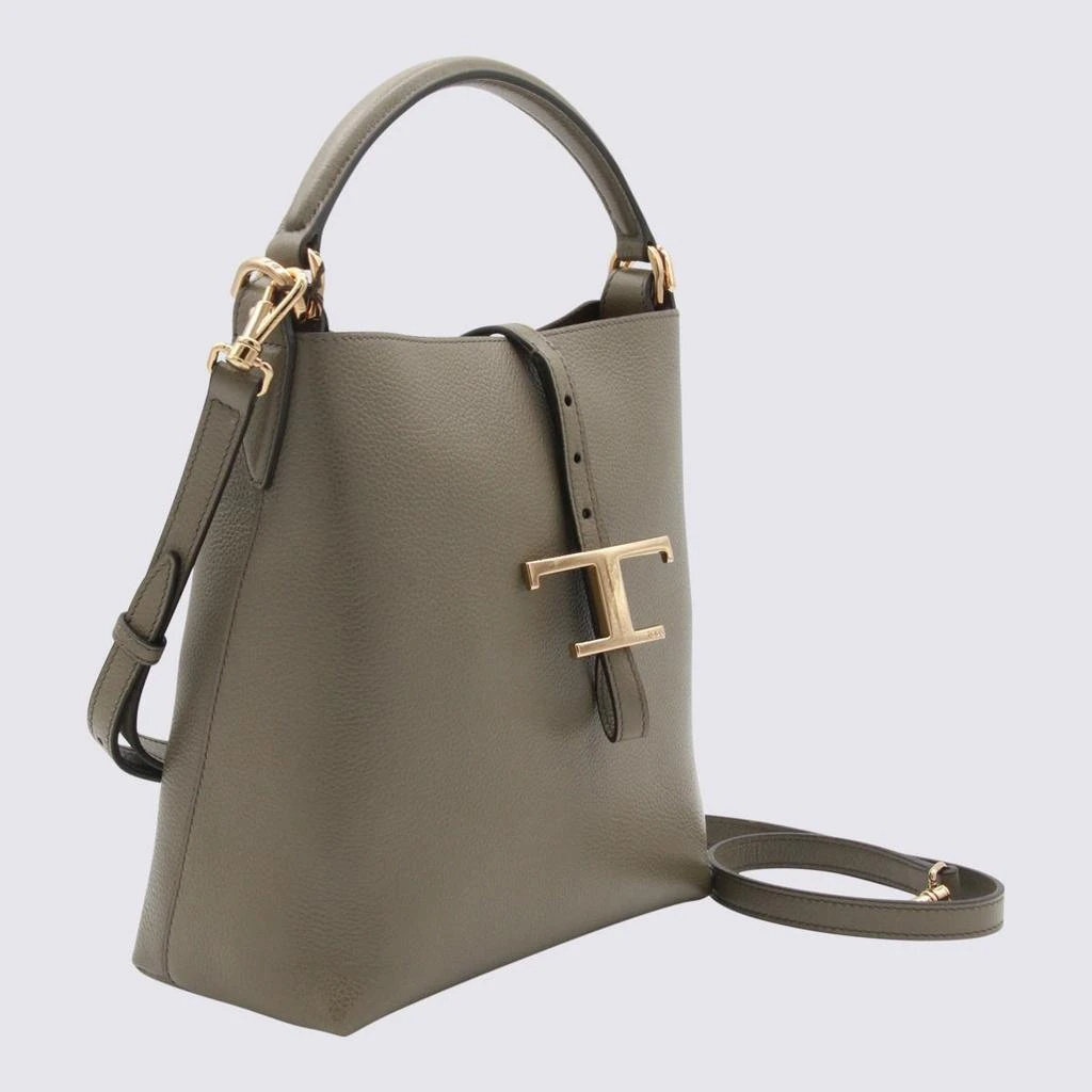 Tod's T-buckle Leather Shoulder Bag In Gray