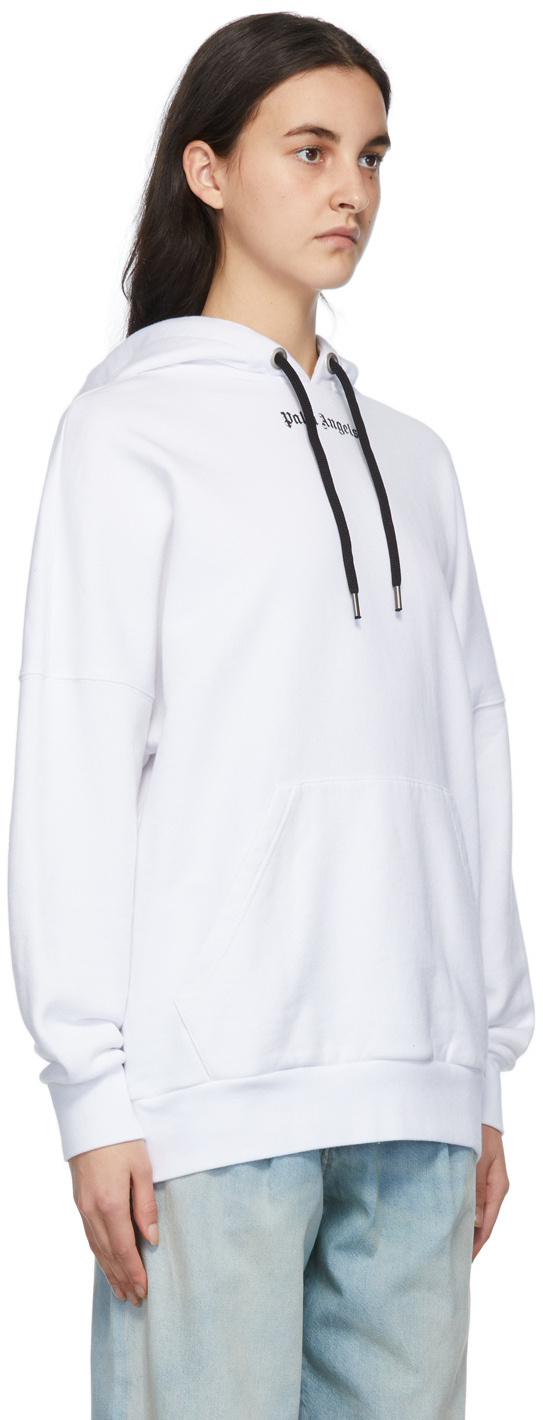 Palm Angels Logo-print Drawstring Hoodie In White