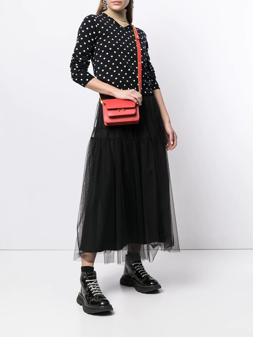 Comme Des Garçons Play Polka Dot-print V-neck Jumper In Black