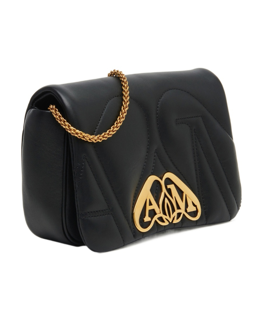 Alexander Mcqueen The Seal Mini Embellished Quilted Leather Shoulder Bag In Black