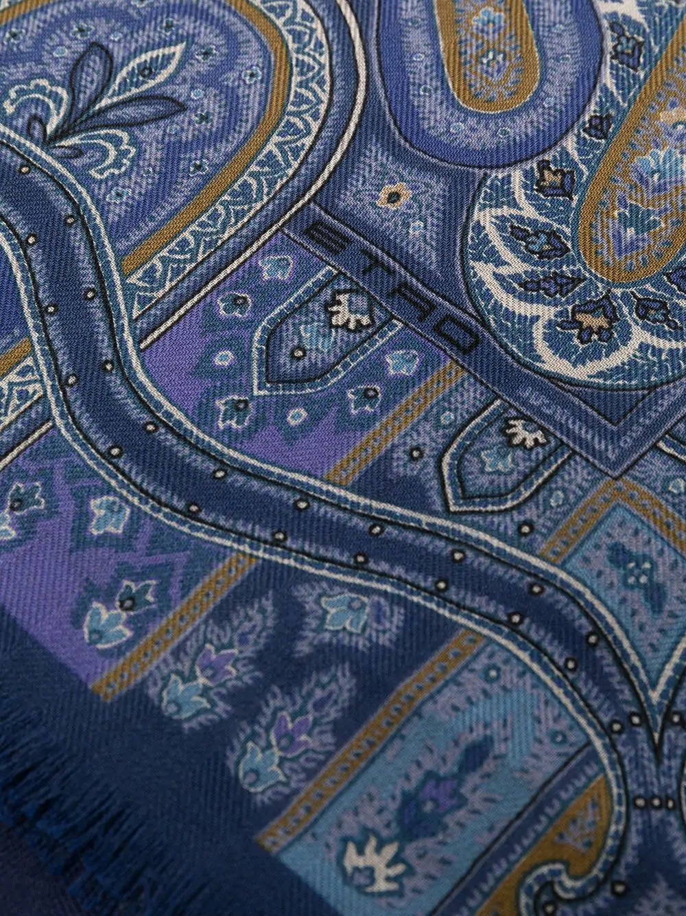Etro Paisley Cashmere-silk Blend Scarf In Blue