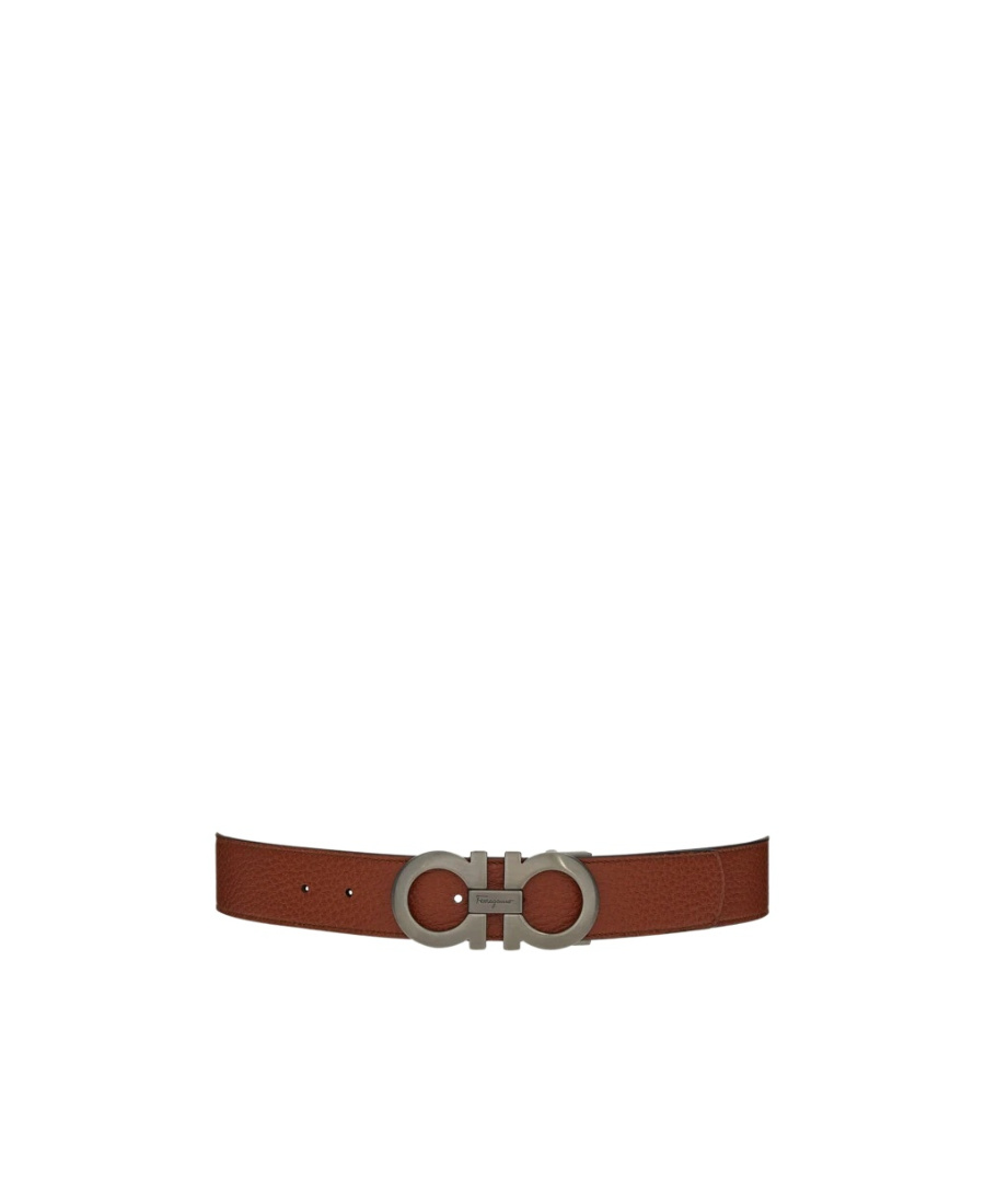 Ferragamo Gancini Leather Belt In Black