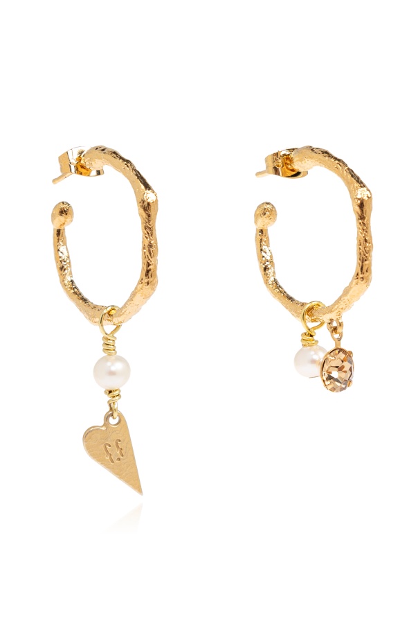 Forte Forte Heart-charm Hoop Earrings In Gold