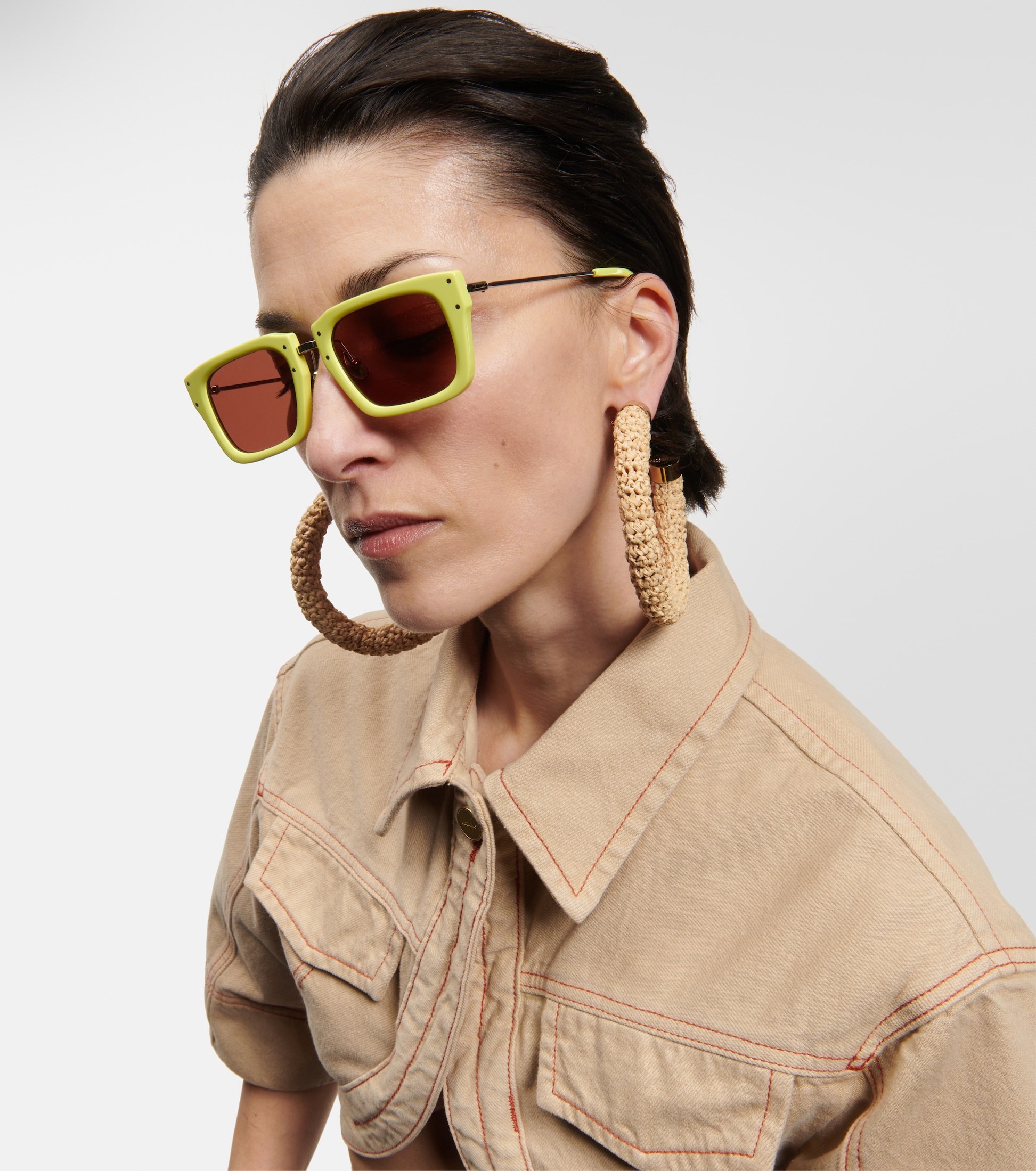 Jacquemus Square Sunglasses In Yellow