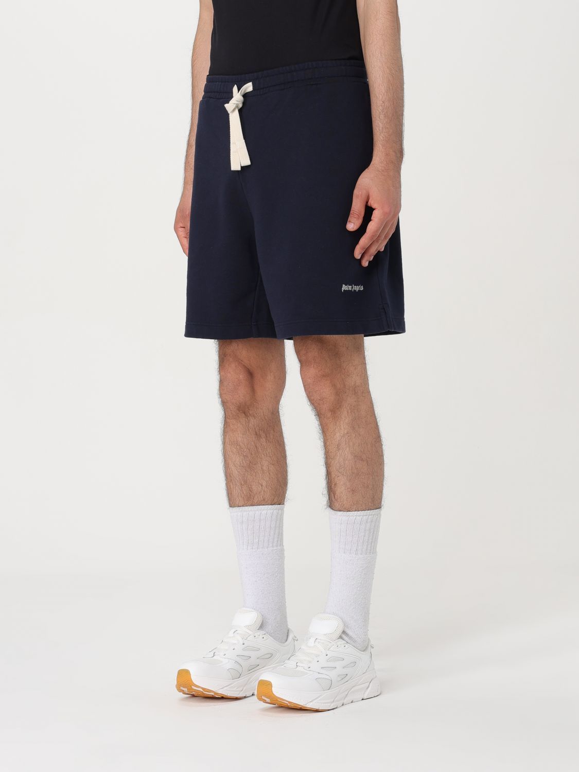 Palm Angels Logo Embroidered Drawstring Shorts In Black