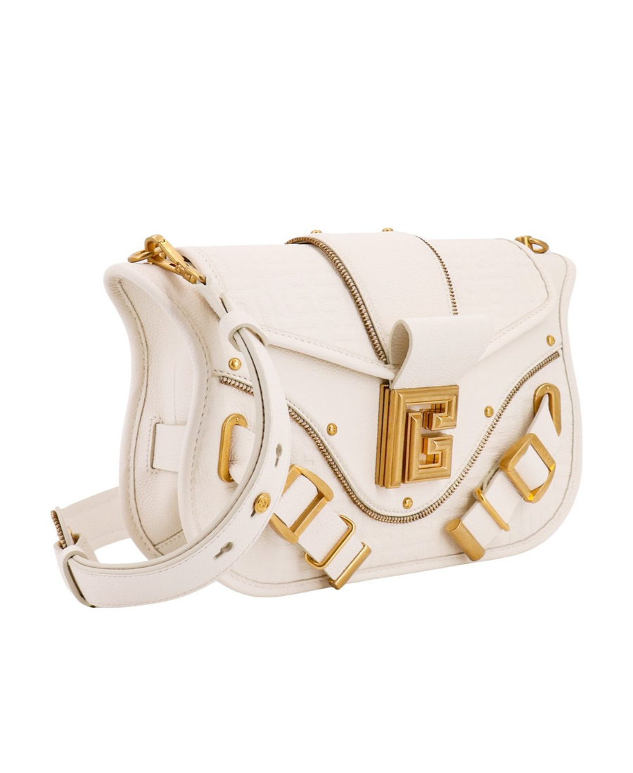Shop Balmain Blazer Monogram-jacquard Crossbody Bag In Nude
