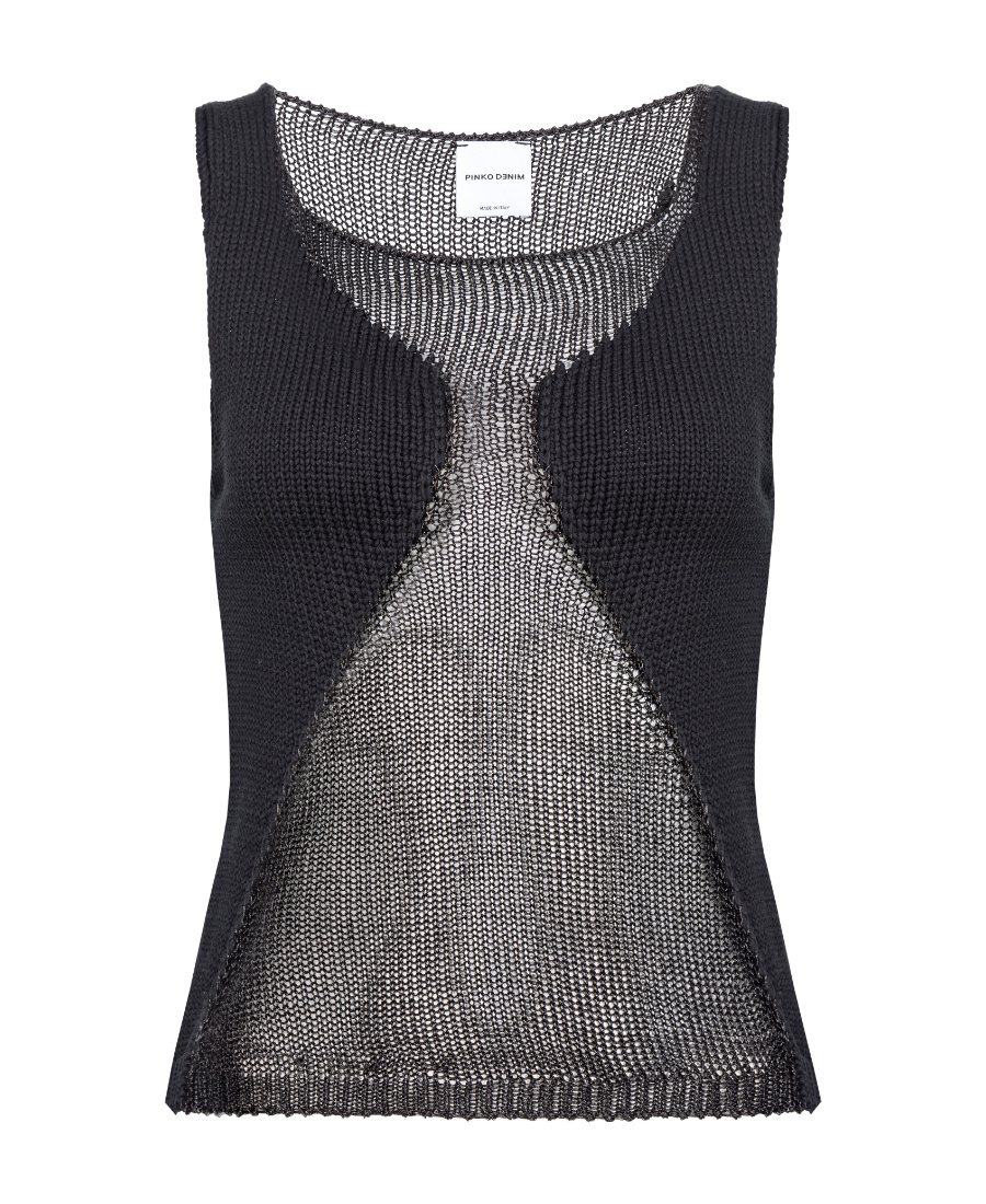 Pinko Mesh Tank Top In Black