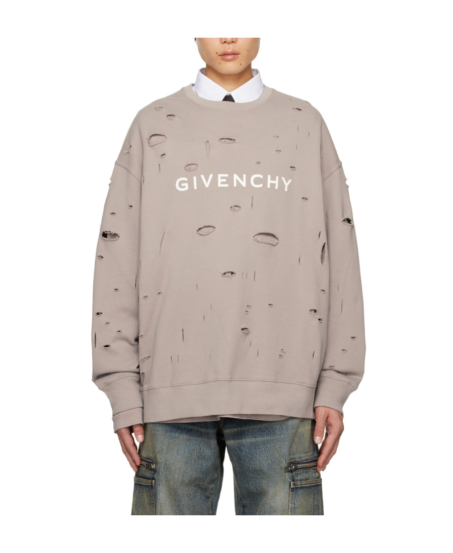Givenchy Hollowed-out Hoodie In Gray