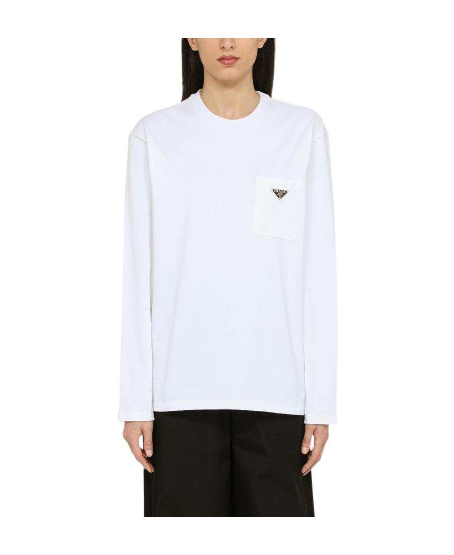 Prada Triangle Long-sleeve T-shirt In White