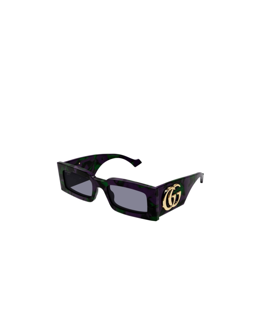 Gucci Logo-plaque Rectangle-frame Sunglasses In Black