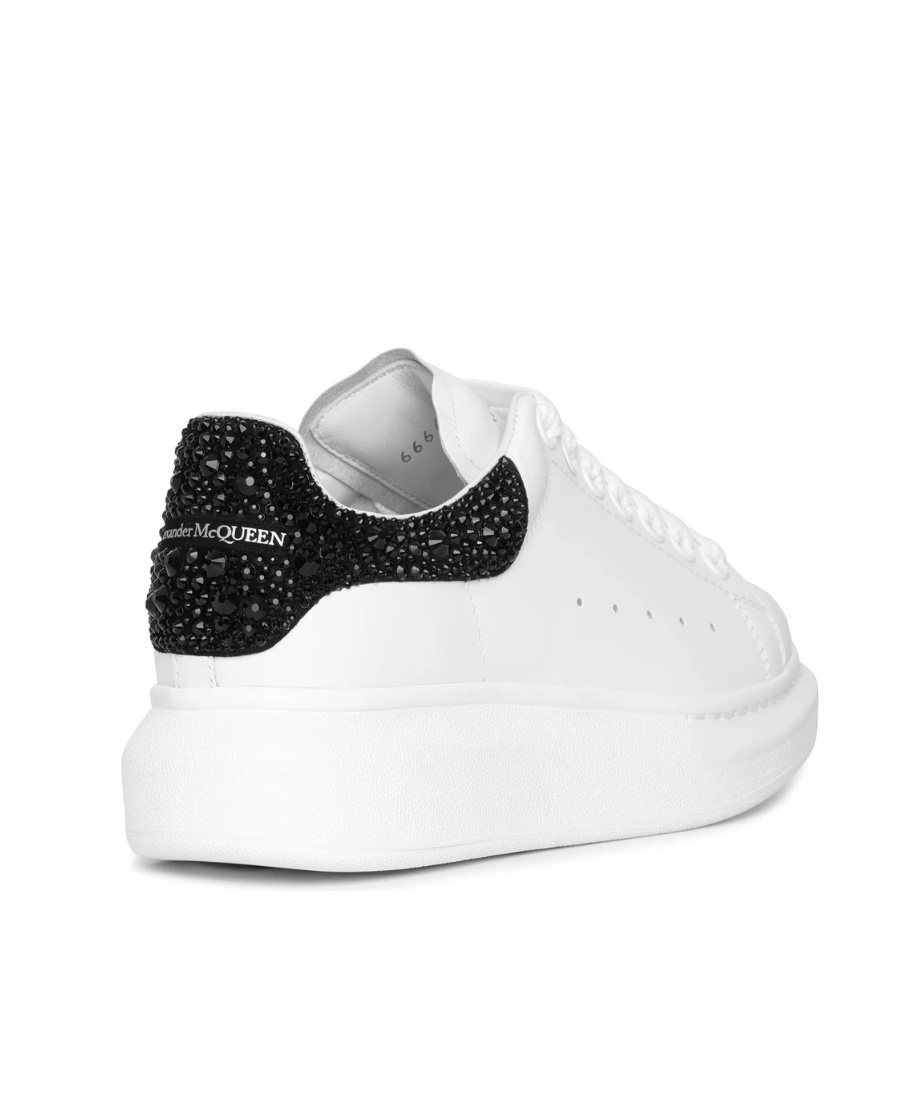 Alexander Mcqueen Crystal-embellished Leather Exaggerated-sole Sneakers In White