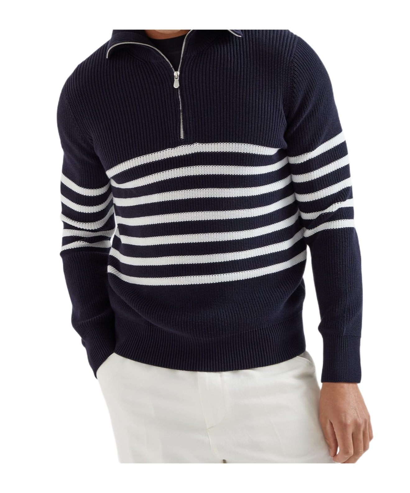 Brunello Cucinelli English Half-ribbed Sweater Sweaters And Cardigans Blue In Blue