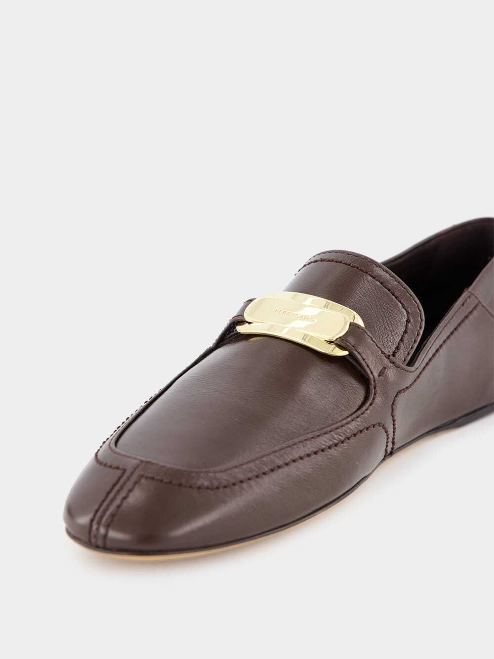 Ferragamo Buckle Loafers In Brown
