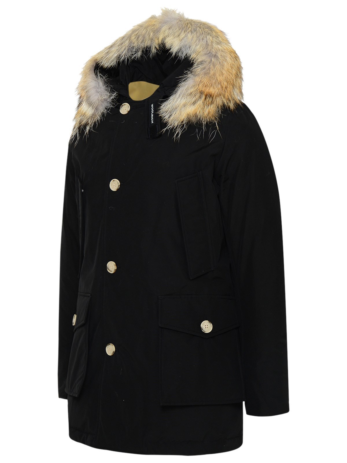 Woolrich Navy Blue Hooded Cotton-padded Jacket In Black
