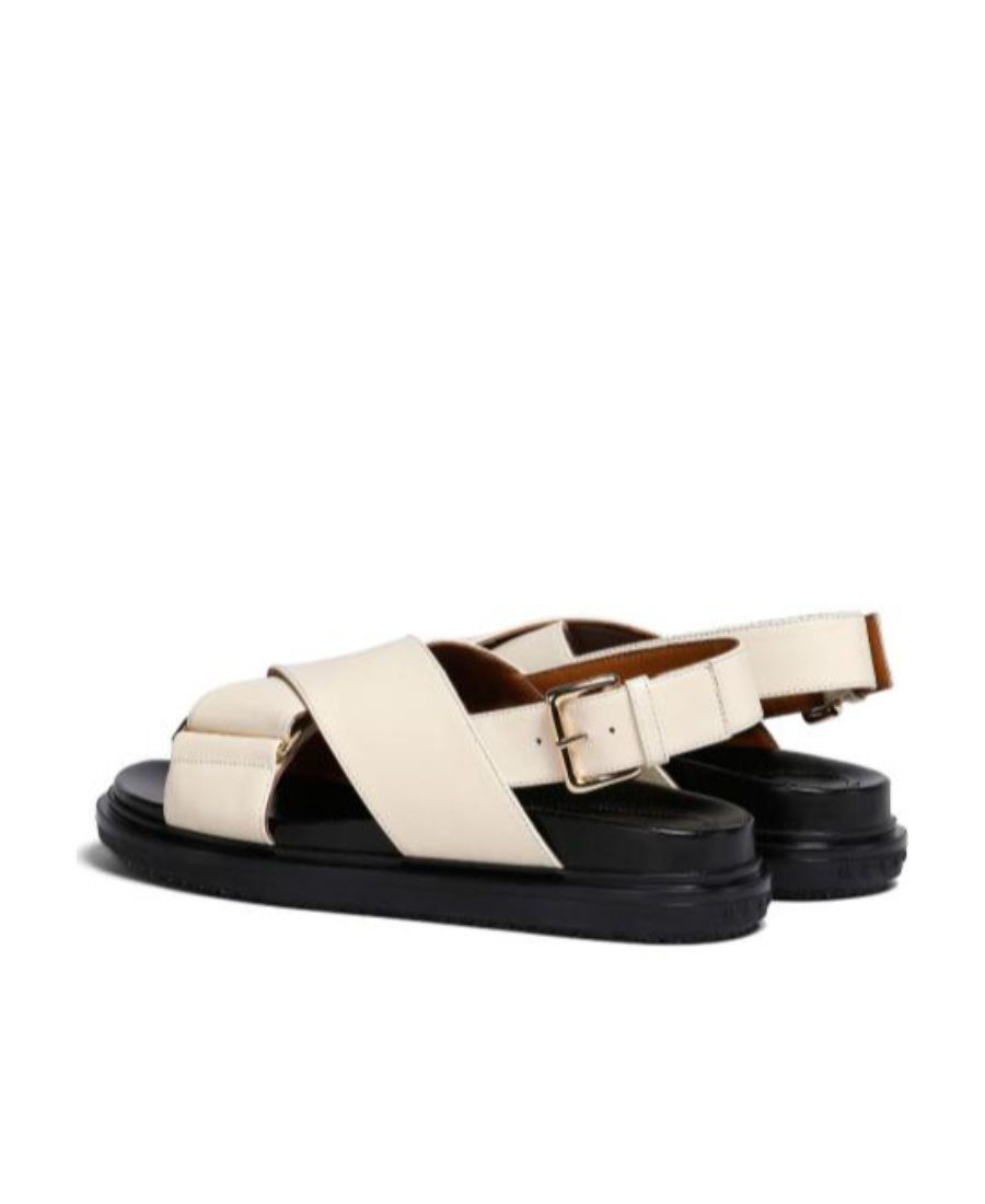 Shop Marni White Leather Fussbett In Black