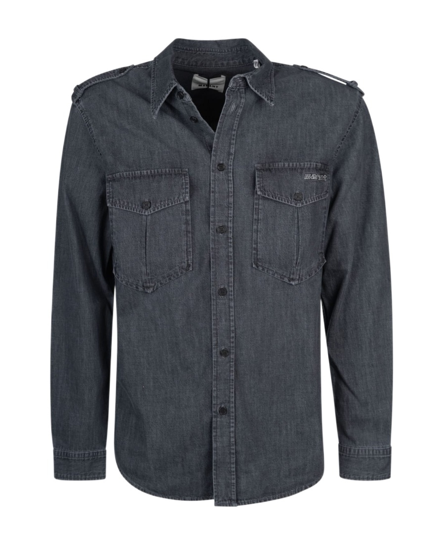 Isabel Marant Utility Shirt With Long Sleeves And Pockets In Black