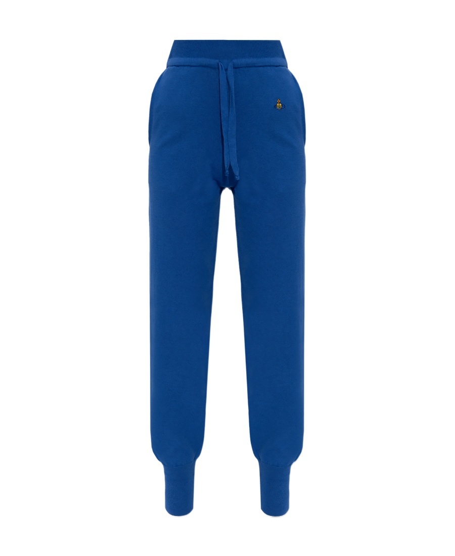 Vivienne Westwood Ocean Orb-embroidered Tapered Trousers In Blue